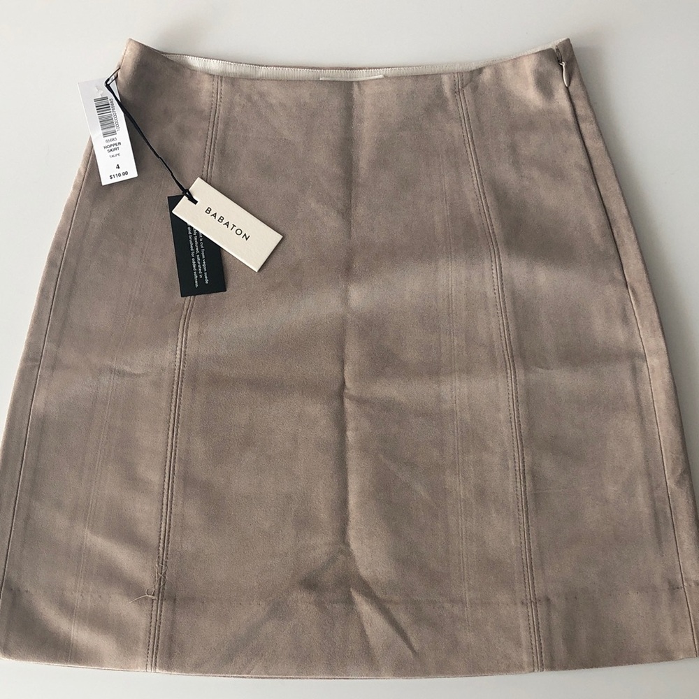 NWT Babaton Taupe Suede Mini Skirt